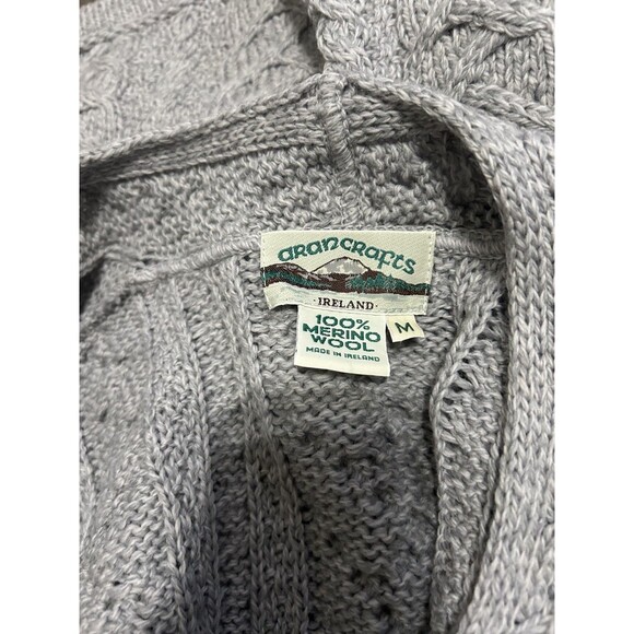 Aran Crafts Medium Cardigan Merino Wool Made In Ireland Sweater Front Pockets - Picture 5 of 5